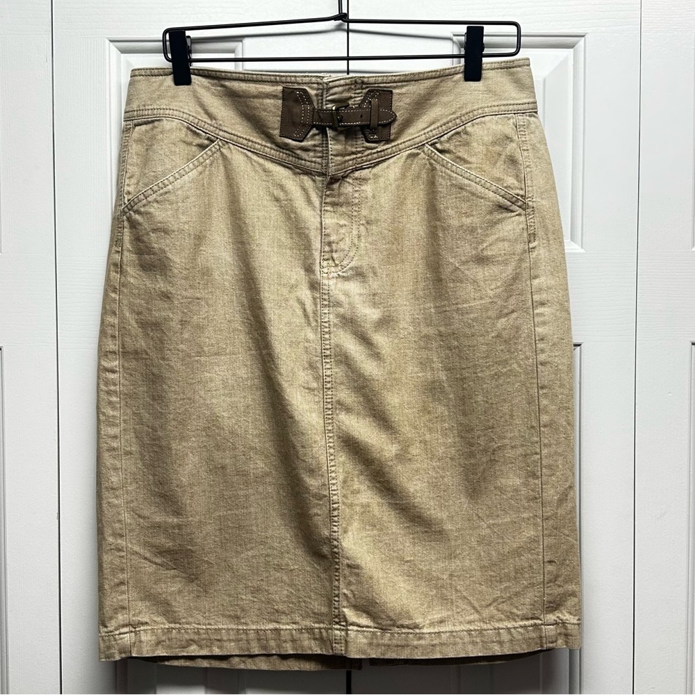 Ralph Lauren Jeans Co. Tan Buckle Front Skirt Size 8 Cowgirl Equestrian Western